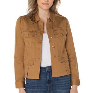 NWOT Liverpool Los Angeles Peplum Jacket in Granola Tan Brown, Size XL